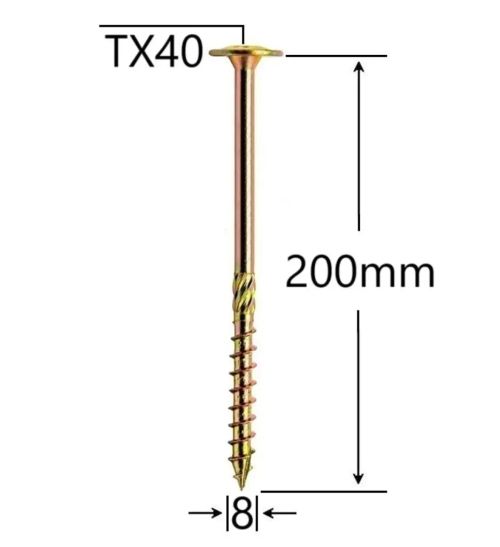 Surub Dulgherie Cap Plat 8×200 – 50buc/cutie